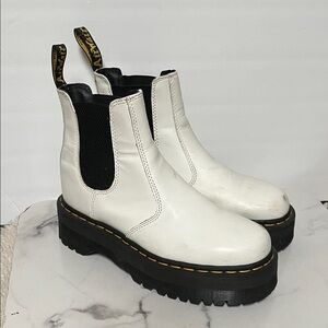 Dr. Martens White Platform Ankle Boots